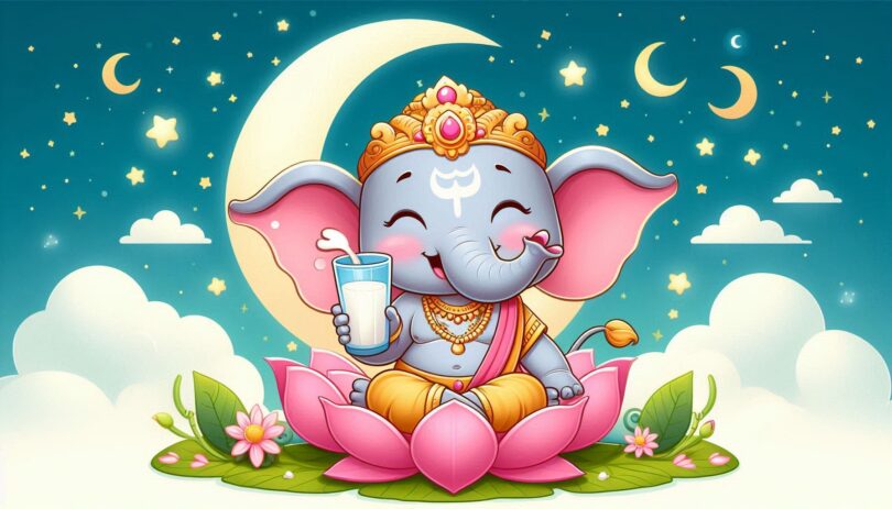 Lord ganesh drinking milk from devotees